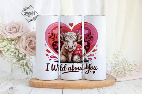 Highland Cow Valentine 20oz Tumbler Wrap Sublimation sassyprint 