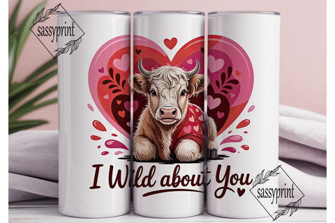 Highland Cow Valentine 20oz Tumbler Wrap Sublimation sassyprint 