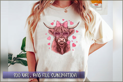Highland Cow Valentine Coquette Sublimation Sublimation Shetara Begum 