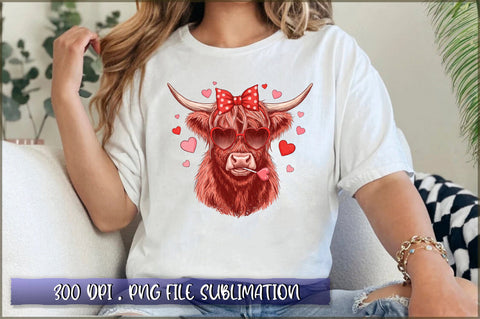 Highland Cow Valentine Coquette Sublimation Sublimation Shetara Begum 