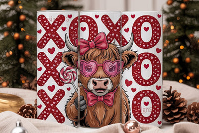 Highland Cow Valentine's 20oz Tumbler Sublimation DesignSVG 