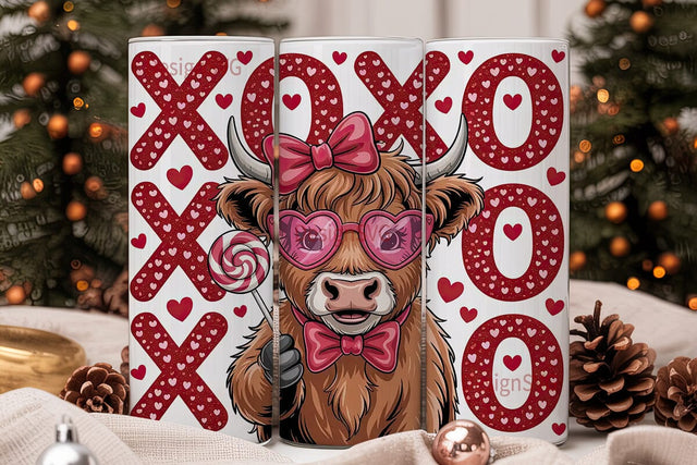 Highland Cow Valentine's 20oz Tumbler Sublimation DesignSVG 