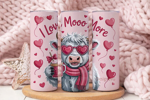 Highland Cow Valentine's 20oz Tumbler Sublimation DesignSVG 