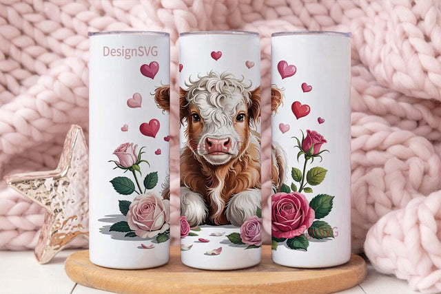 Highland Cow Valentine's 20oz Tumbler Sublimation DesignSVG 