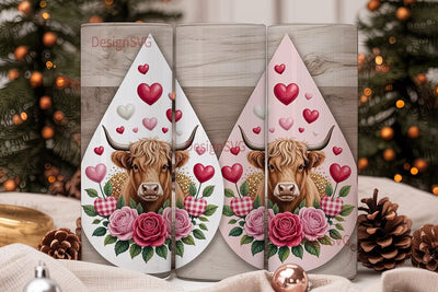 Highland Cow Valentine's 20oz Tumbler Sublimation DesignSVG 