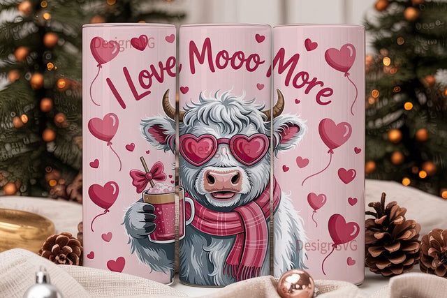 Highland Cow Valentine's 20oz Tumbler Sublimation DesignSVG 