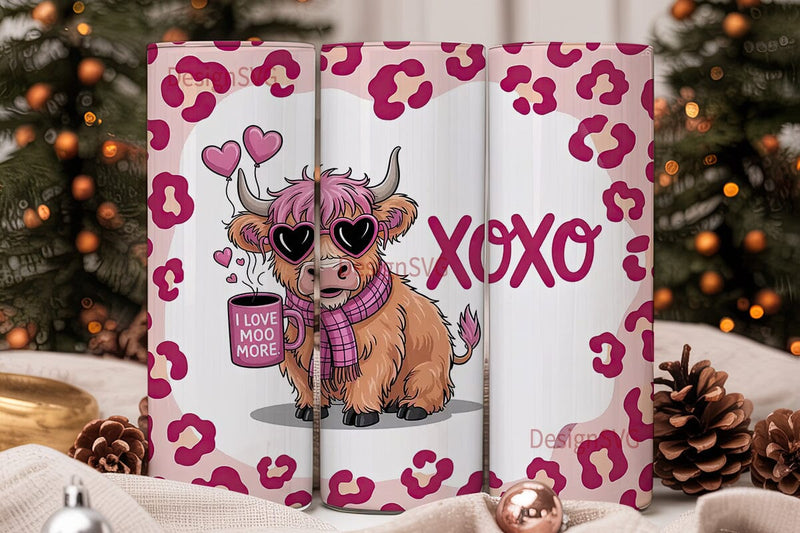 Highland Cow Valentine's 20oz Tumbler Sublimation DesignSVG 