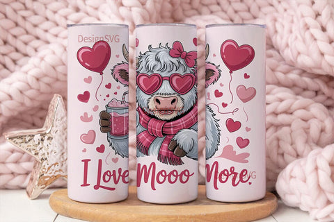 Highland Cow Valentine's 20oz Tumbler Sublimation DesignSVG 