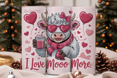 Highland Cow Valentine's 20oz Tumbler Sublimation DesignSVG 
