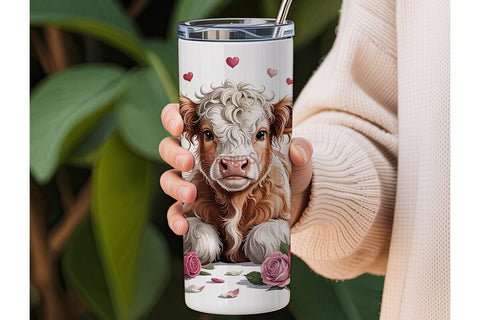 Highland Cow Valentine's 20oz Tumbler Sublimation DesignSVG 