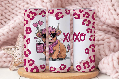 Highland Cow Valentine's 20oz Tumbler Sublimation DesignSVG 