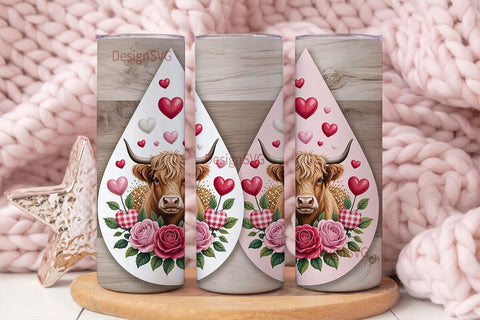Highland Cow Valentine's 20oz Tumbler Sublimation DesignSVG 