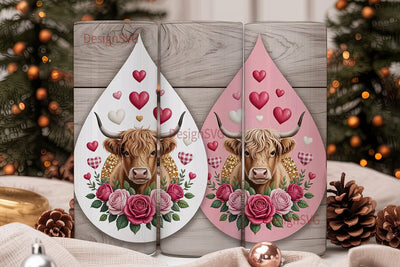 Highland Cow Valentine's 20oz Tumbler Sublimation DesignSVG 