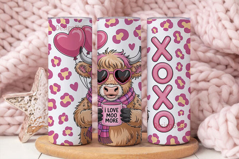 Highland Cow Valentine's 20oz Tumbler Sublimation DesignSVG 