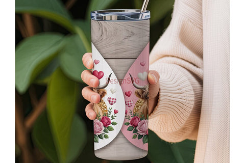 Highland Cow Valentine's 20oz Tumbler Sublimation DesignSVG 