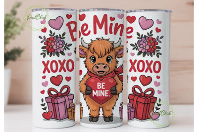 Highland Cow Valentine's 20oz Tumbler Sublimation PixelChick 