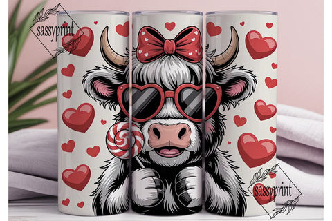Highland Cow Valentine's 20oz Tumbler Sublimation sassyprint 