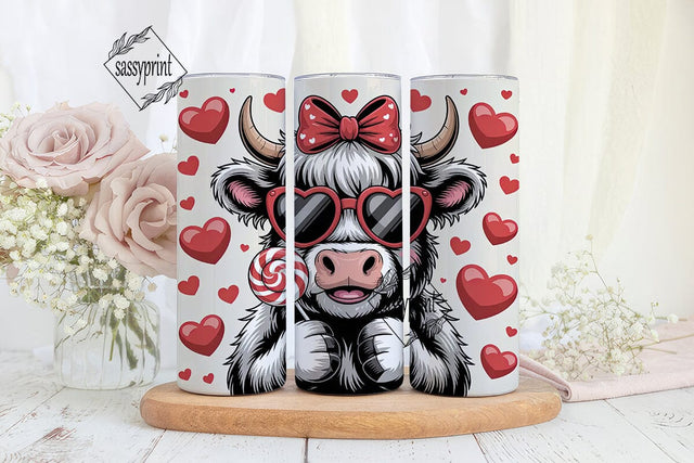Highland Cow Valentine's 20oz Tumbler Sublimation sassyprint 
