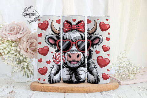 Highland Cow Valentine's 20oz Tumbler Sublimation sassyprint 