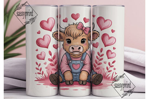 Highland Cow Valentine's 20oz Tumbler Sublimation sassyprint 
