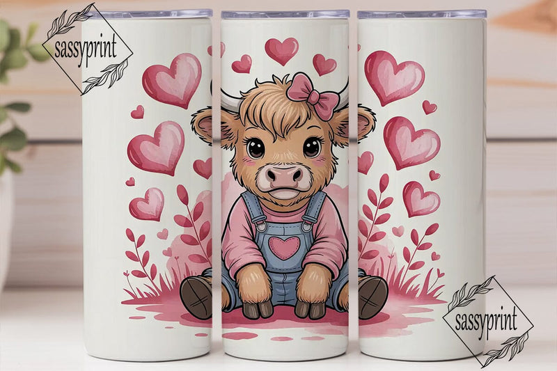 Highland Cow Valentine's 20oz Tumbler Sublimation sassyprint 