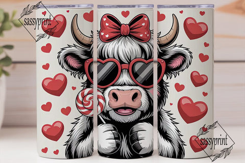 Highland Cow Valentine's 20oz Tumbler Sublimation sassyprint 