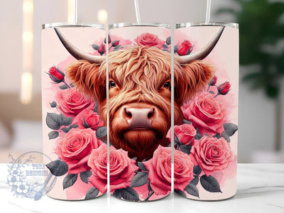 Highland Cow Valentines 20oz Tumbler Wrap PNG, Cow Tumbler PNG, Straight & Tapered Tumbler Wrap PNG, Instant Digital Download PNG, Sublimation Designs Downloads Sublimation ToriDesigns 