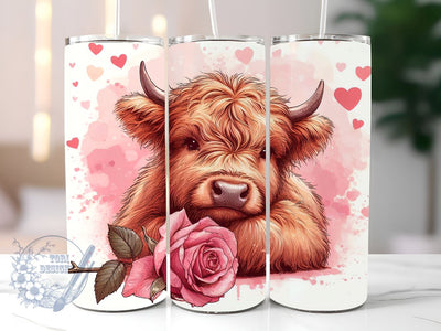 Highland Cow Valentines 20oz Tumbler Wrap PNG, Cow Tumbler PNG, Straight & Tapered Tumbler Wrap PNG, Instant Digital Download PNG, Sublimation Designs Downloads Sublimation ToriDesigns 