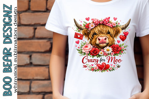 Highland Cow Valentines Day Clipart Sublimation Boo Bear Designz 