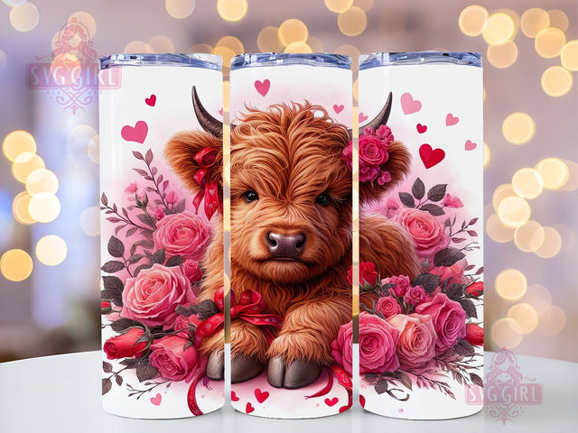 Highland Cow Valentines Tumbler Wrap PNG, Highland Cow 20oz Tumbler Wrap Sublimation Design, Straight Tapered Tumbler Wrap, Tumbler Png, Instant Digital Download Sublimation SvggirlplusArt 