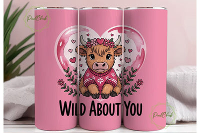 Highland Cow Valentine's Tumbler Wrap Sublimation PixelChick 
