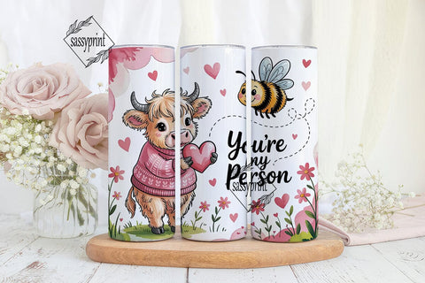 Highland Cow Valentine's Tumbler Wrap Sublimation sassyprint 