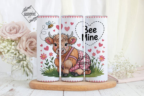 Highland Cow Valentine's Tumbler Wrap Sublimation sassyprint 