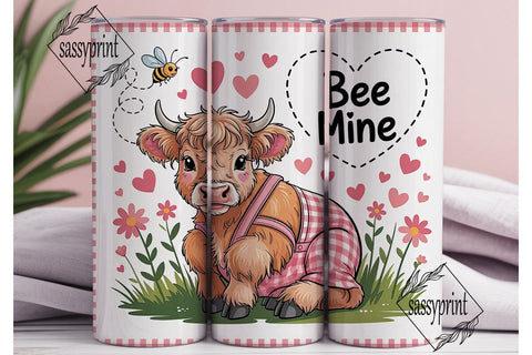 Highland Cow Valentine's Tumbler Wrap Sublimation sassyprint 