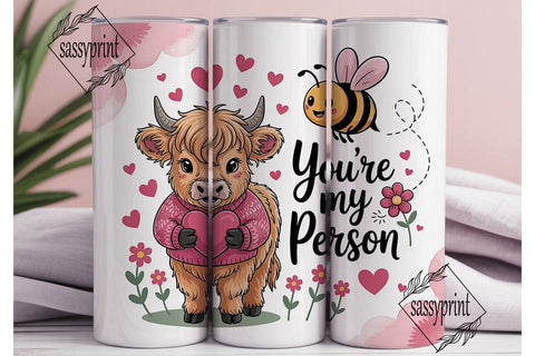 Highland Cow Valentine's Tumbler Wrap Sublimation sassyprint 
