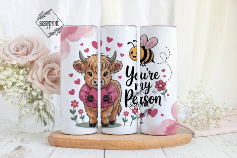 Highland Cow Valentine's Tumbler Wrap Sublimation sassyprint 