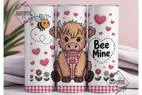 Highland Cow Valentine's Tumbler Wrap Sublimation sassyprint 