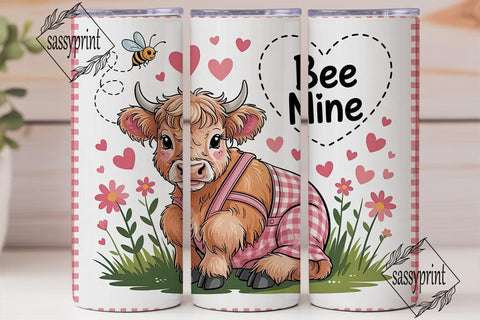 Highland Cow Valentine's Tumbler Wrap Sublimation sassyprint 