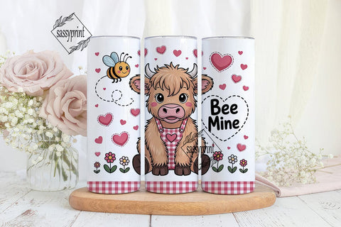 Highland Cow Valentine's Tumbler Wrap Sublimation sassyprint 