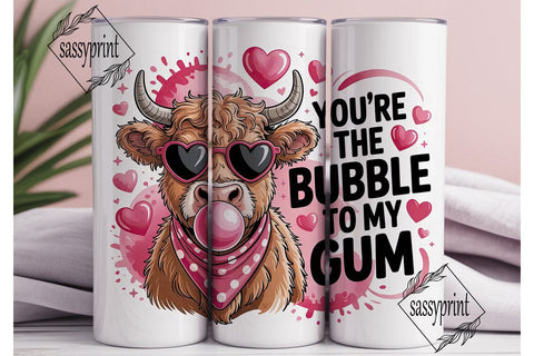 Highland Cow Valentine's Tumbler Wrap Sublimation sassyprint 