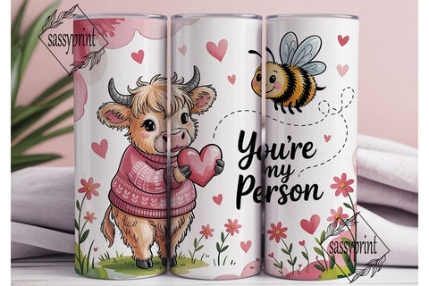 Highland Cow Valentine's Tumbler Wrap Sublimation sassyprint 