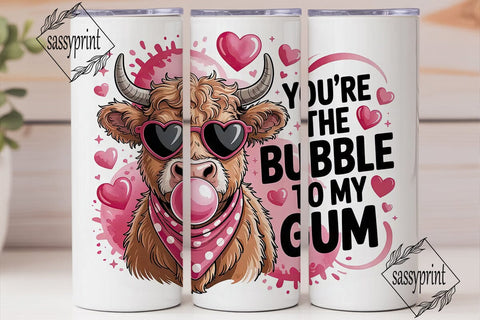 Highland Cow Valentine's Tumbler Wrap Sublimation sassyprint 
