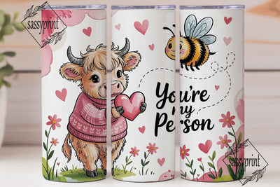 Highland Cow Valentine's Tumbler Wrap Sublimation sassyprint 