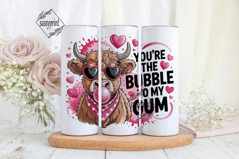 Highland Cow Valentine's Tumbler Wrap Sublimation sassyprint 