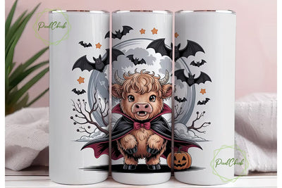 Highland Cow Vampire 20oz Tumbler Wrap Sublimation PixelChick 