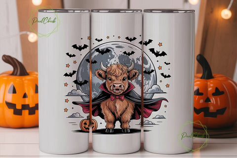 Highland Cow Vampire 20oz Tumbler Wrap Sublimation PixelChick 