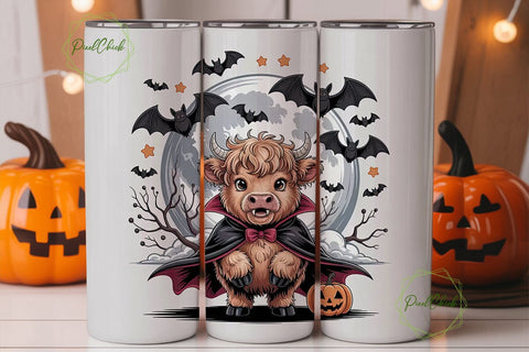Highland Cow Vampire 20oz Tumbler Wrap Sublimation PixelChick 