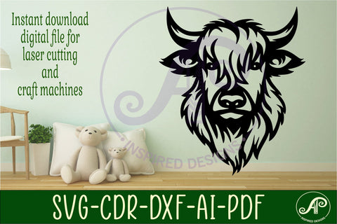 Highland cow wall art sign, SVG file. vector file SVG APInspireddesigns 