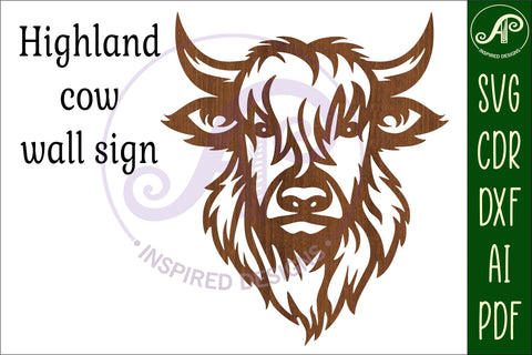 Highland cow wall art sign, SVG file. vector file SVG APInspireddesigns 
