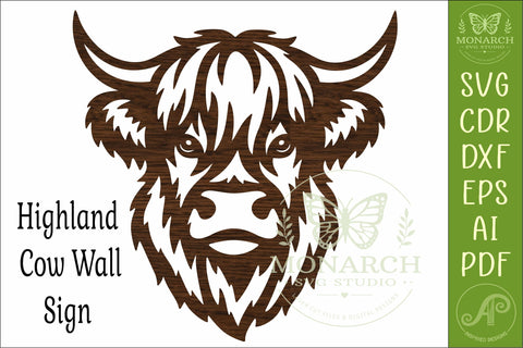 Highland Cow Wall Art SVG, Farmhouse Laser Cut File, Rustic SVG APInspireddesigns 